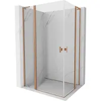 Mexen Mist L Duo draaideur douchecabine 110 x 95 , transparant, geborsteld koper - 8A4L-110-095-65-00