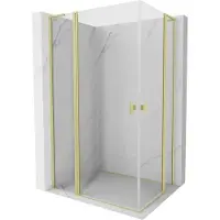 Mexen Mist L Duo scharnierende douchecabine 120 x 95 , transparant, geborsteld goud - 8A4L-120-095-55-00