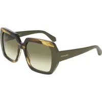 Salvatore Ferragamo SF2081S Striped khaki/green 56/17/145 WOMAN Zonnebrillen