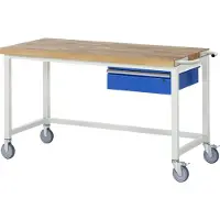 RAU Werkbank serie 8000, verrijdbaar, met hangende schuiflade, B 1500 x D 700 x H 880 mm