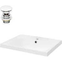 LuxeBath wastafel, opzetwastafel, rechthoekig, 51x41,5x15,5 cm, wit, van keramiek, inclusief afvoerputje met overloop