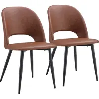 Oviala - Set van 2 stoelen van bruin gecoat textiel en staal - Lou