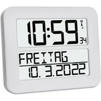 TFA 60.4512.02 Wandklok Zendergestuurd 25.8 cm x 21.2 cm x 3 cm Wit, Zwart Groot display