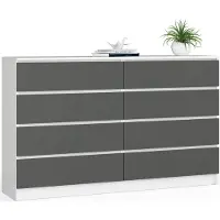 Akord Ladekast K160 met 8 Lades / Furniture Factory / Wit - Grafietgrijs / 160 x 99 x 40 cm