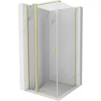 Mexen Mist T douchecabine met openslaande deur 85 x 85 , transparant, geborsteld goud - 8A4T-085-085-55-00