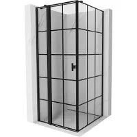 Mexen Mist T douchecabine scharnierend links 110 x 110 , zwart raster, zwart - 8A4T-110-110-70-77-L