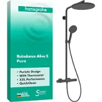Hansgrohe Raindance Alive S Puro - Showerpipe - Ecostat thermostaat - 300mm maat - 1 straalfunctie - Brushed Black Chrome