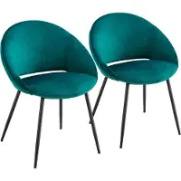 Oviala - Set van 2 stoelen van staal en blauw fluweel - Lucie