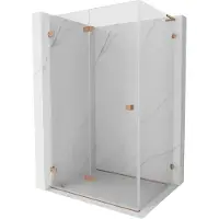 Mexen Lunar-F L opklapbare douchecabine links 90 x 80 , transparant, geborsteld koper - 836L-090-080-65-00-L