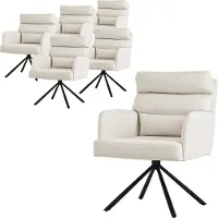 ML-Design Eetkamerstoel set van 6 beige draaibaar met afneembaar rugkussen gestoffeerd tot 120 kilogram