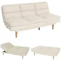 Mendler Slaapbank -M79, slaapbank voor gasten, slaapfunctie ligoppervlak 180x110cm ~ stof/textiel crème