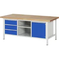 RAU Werkbank serie 8563, 3 schuiflades, 1 legbord, deur met legbord, T 900 mm