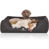 Knuffelwuff orthopedisch hondenbed Columbia van laser-gewatteerd kunstleer XXL 120 x 85cm zwart