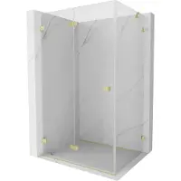 Mexen Lunar-F inklapbare douchecabine links 95 x 90 , transparant, geborsteld goud - 836-095-090-55-00-L