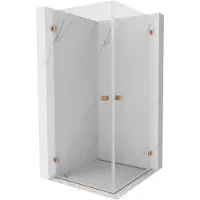 Mexen Lunar-B Duo douchecabine zwenkbaar 75 x 75 , transparant, geborsteld koper - 832-075L-075P-65-00