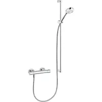 Kludi Logo douchesysteem: douchekraan thermostatisch m. glijstangset 90cm m. handdouche 1S en doucheslang 160cm chroom