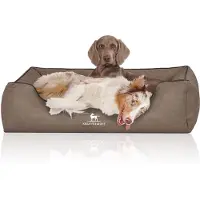 Knuffelwuff Hondenbed Scottsdale van kunstleer XXL 120 x 85cm steenkleurig