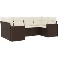 vidaXL 6-delige Loungeset met kussens poly rattan bruin