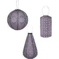 Lumiz Tuinverlichting op zonne energie - Solar tuinverlichting - Solar Lampion - Paarse Set - 3 stuks