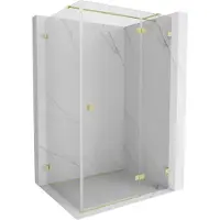 Mexen Lunar T douchecabine draaideur rechts 130 x 80 , transparant, geborsteld goud - 834T-130-080-55-00-P