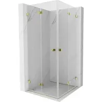 Mexen Lunar-F Duo vouwdeur douchecabine 100 x 100 , transparant, goud - 836-100L-100P-50-00