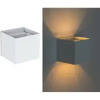 Trango IP44 Up & Down Wandspot 8015-01W incl. 1x 3,5 Watt G9 LED lamp *FLEX* in wit mat Hoekig met instelbare stralingshoek voor binnen- en buitenlamp buiten, buitenspot, wandlamp