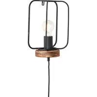 Brilliant Wandlamp Tosh zwart met houtbruin