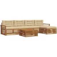 vidaXL Buiten bank set 6 st Natuurlijk en Beige