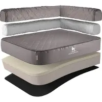 Knuffelwuff orthopedisch hoekhondenbed Winslow van laser-gewatteerd kunstleer XXXL 140 x 100cm Leuning rechts