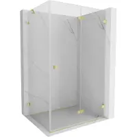 Mexen Lunar-F vouwdeur douchecabine rechts 100 x 80 , transparant, goud geborsteld - 836-100-080-55-00-P