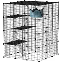 PawHut Kattenkooi Staal, Kunststof 105L x 105B x 140H cm Zwart
