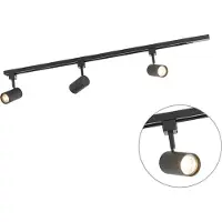 QAZQA Smart railsysteem zwart incl. 3 WiFi GU10 1-fase - Iconic Jeana