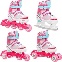Raven Zoya 4-in-1 Kinder Skates/Schaatsen - Verstelbaar maat 27-30 met LED