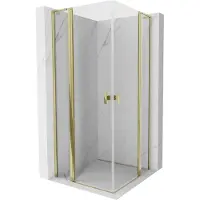 Mexen Mist L Duo draaideur douchecabine 90 x 90 , transparant, goud - 8A4L-090-090-50-00
