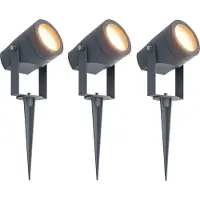 LEDVION - 3X LED Prikspots, Antraciet, IP44, 1W, 3000K, 1M Kabel, Tuinspots Buiten