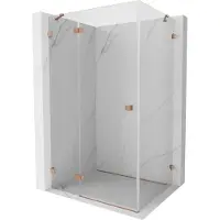 Mexen Lunar douchecabine scharnierend links 100 x 90 , transparant, geborsteld koper - 834-100-090-65-00-L