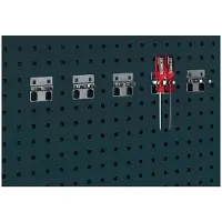 Bott Dubbele gereedschapsklem Perfo, Ø 6-9 mm, draaibaar, met brede voetplaat, B 60 x D 20 x H 60 mm, gegalvaniseerd metaal, zilver, 5 stuks