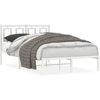 vidaXL Bedframe met hoofdbord metaal wit 120x200 cm