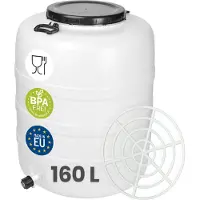 Garronda 160L met Kraan en Persring - Vat met wijde hals - Kuilvoer in vat – Bagagetrommel – Gistingsvat – Gistingscontainer – Voerton