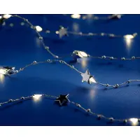 Lumineo Micro LED string met zilveren sterretjes - 190 cm lang - 20 LED's