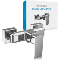 Bächlein Universele Douchekraan in Hoekig Design - Complete Mengkraan Set inclusief alle Accessoires - Eenhendel Douche Kraan Chroom - Vierkant