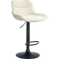 CLP Vonore Barkruk - Met rugleuning - Met voetensteun - Verstelbaar - Metalen frame - Stof - zwart/creme