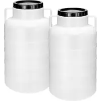 Garronda 2x60L Kunststof Trommel Met Deksel - Regenton - Vat - HDPE - Voedselvat - Tuin Hobbock – Witx2 - GD-STE-Barrel-B60L-2B