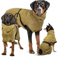Rudelkönig Hondenbadjas – Zachte badjas hond van katoen - Hondenkleding khaki