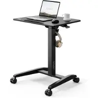 Sense7 - Mobiel bureau - 70cm x 52cm - Bureau op wielen - Kantelbaar tafelblad - Hoogte verstelbaar - Groot werkgebied - Modern en minimalistisch - Zwart