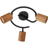 LINDBY plafondspot Stralino, 3-lamps, Ø31cm, hout, GU10 dimbaar, hout licht, Hal, Hout, Modern, buitenspot