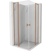 Mexen Mist L Duo draaideur douchecabine 120 x 120 , transparant, geborsteld koper - 8A4L-120-120-65-00
