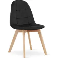 Leobert BORA Stoel - Zwart Velvet, Houten Poten, Functioneel Ontwerp en Comfortabele Zitting voor Woonkamer, Keuken, Slaapkamer en Eetkamer, Max. 120 kg