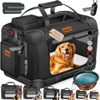LOVPET reisBench Hondenbench hondenbox honden transportbox opvouwbaar incl. transportzak hondenbak transportbox voor huisdieren, honden en katten transportbox - XXXL, Zwart