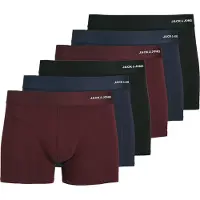 Jack & Jones Heren boxershorts trunks effen jacbasic bamboe 6-pack rood/blauw/zwart